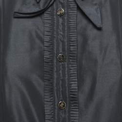 Pre Owned Roberto Cavalli Black Taffeta Ruffled Shirt M