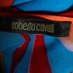 Pre Owned Roberto Cavalli Multicolor Printed Silk Sheer Kaftan Top L