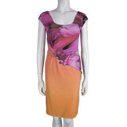 Pre Owned Roberto Cavalli Multicolor Printed Draped Dress S