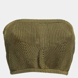 Pre Owned Roberto Cavalli Olive Green Knit Back Cutout Midi Dress M