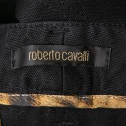 Pre Owned Roberto Cavalli Black Denim Zip Detail Jeans S Waist 28"
