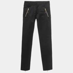 Pre Owned Roberto Cavalli Black Denim Zip Detail Jeans S Waist 28"