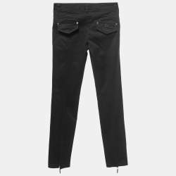 Pre Owned Roberto Cavalli Black Denim Zip Detail Jeans S Waist 28"