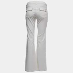 Pre Owned Roberto Cavalli White Denim Flared Jeans L Waist 31"