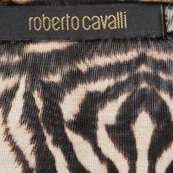 Pre Owned Roberto Cavalli Brown/Beige Animal Print Jersey Maxi Dress M
