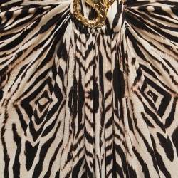 Pre Owned Roberto Cavalli Brown/Beige Animal Print Jersey Maxi Dress M