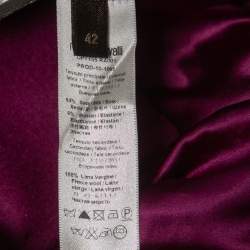 Pre Owned Roberto Cavalli Purple Silk & Wool Ruched Bodycon Mini Dress M