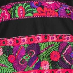 Pre Owned Roberto Cavalli Black Floral Printed Jersey V-Neck Top S