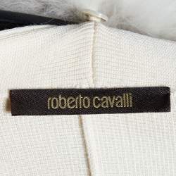 Pre Owned Roberto Cavalli Cream Wool Knit Detachable Fur Collar Shrug S