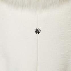 Pre Owned Roberto Cavalli Cream Wool Knit Detachable Fur Collar Shrug S