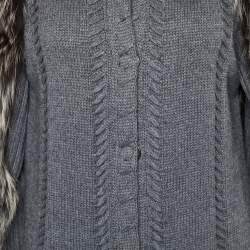 Pre Owned Roberto Cavalli Grey Wool & Silk Knit Fur Collar Sweater M
