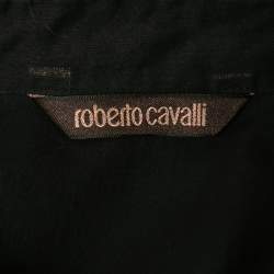 مملوكة مسبقًا Roberto Cavalli Black Cotton Floral Detail Button Down Shirt L