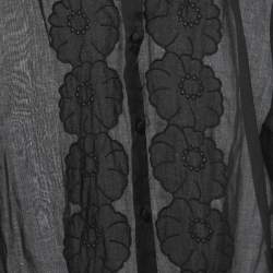 مملوكة مسبقًا Roberto Cavalli Black Cotton Floral Detail Button Down Shirt L