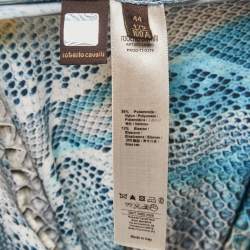 Pre Owned Roberto Cavalli Blue Snake Printed Stretch Jersey Bodycon Dress M