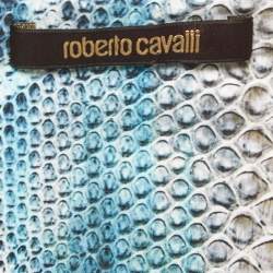 Pre Owned Roberto Cavalli Blue Snake Printed Stretch Jersey Bodycon Dress M