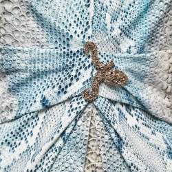 Pre Owned Roberto Cavalli Blue Snake Printed Stretch Jersey Bodycon Dress M