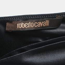 Pre Owned Roberto Cavalli Blue Animal Printed Stretch Satin Sleeveless Mini Dress M