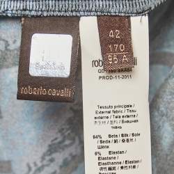 Pre Owned Roberto Cavalli Blue Animal Printed Stretch Satin Sleeveless Mini Dress M