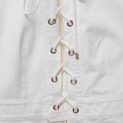 Roberto Cavalli White Cotton Lace-Up Playsuit S