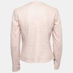 مملوكة مسبقًا Roberto Cavalli Pink Quilted Leather Zip Front Jacket S