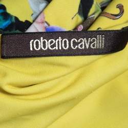 Pre Owned Roberto Cavalli Yellow Floral Printed Jersey Maxi Dress M