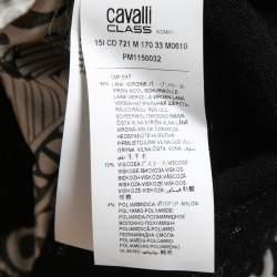 Class by Roberto Cavalli Black Wool & Printed Silk V-Neck Sweater S 