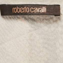 Pre Owned Roberto Cavalli Brown Snake Print Silk Long Sleeve Flared Mini Dress M