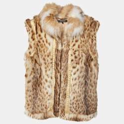Pre Owned Roberto Cavalli Brown Fur Sleeveless Gilet M