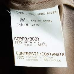 Pre Owned Roberto Cavalli Brown Satin & Lace Trim Shirt M