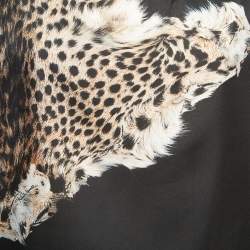 Pre Owned Roberto Cavalli Black Leopard Print Silk Short Sleeve Blouse M