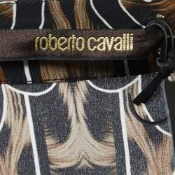 Pre Owned Roberto Cavalli Black Animal Print Crepe Maxi Skirt M