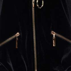 Pre Owned Roberto Cavalli Black Velvet Hooded Jumpsuit M