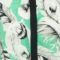 Pre Owned Roberto Cavalli Green Print Silk Button Front Long Sleeve Shirt Blouse S