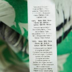 Pre Owned Roberto Cavalli Green Print Silk Button Front Long Sleeve Shirt Blouse S