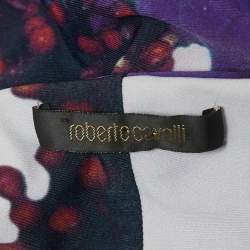 Pre Owned Roberto Cavalli Multicolor Floral Print Jersey Draped Sleeveless Mini Dress M