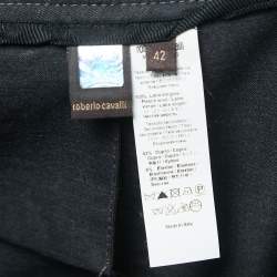 Pre Owned Roberto Cavalli Grey Wool Wide Leg Trousers M