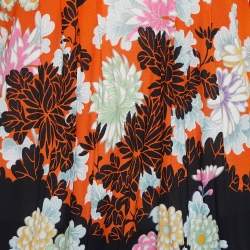 Pre Owned Roberto Cavalli Orange Printed Jersey & Knit Detail Mini Dress M