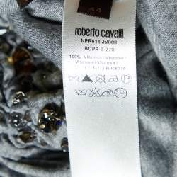Pre Owned Roberto Cavalli Grey Knit Embellished Detail Tunic M