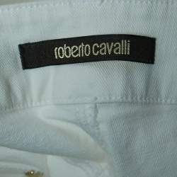 Pre Owned Roberto Cavalli Off White Denim Flared Jeans M Waist 29"