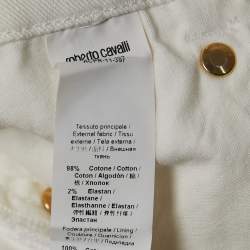 Pre Owned Roberto Cavalli Off White Denim Flared Jeans M Waist 29"