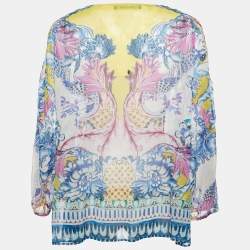 Pre Owned Roberto Cavalli Multicolor Printed Silk Tunic L