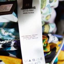 Pre Owned Roberto Cavalli Multicolor Printed Viscose Ruched Sleeveless Mini Dress L