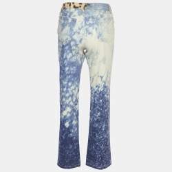 Pre Owned Roberto Cavalli Multicolor Printed Denim Straight Leg Jeans S Waist 30"