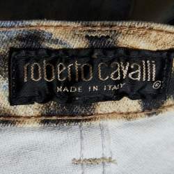 Pre Owned Roberto Cavalli Multicolor Printed Denim Straight Leg Jeans S Waist 30"