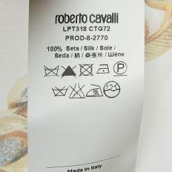 Roberto Cavalli Cream Chain Print Silk Wrap Mini Skirt M