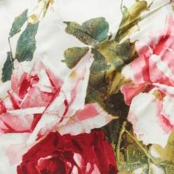 Pre Owned Roberto Cavalli White Floral Print Satin Mini Wrap Skirt M