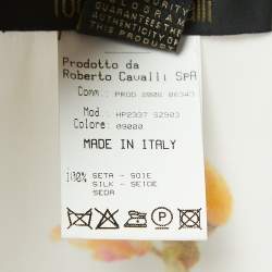 Pre Owned Roberto Cavalli White Floral Print Satin Mini Wrap Skirt M