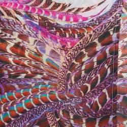 Pre Owned Roberto Cavalli White Print Silk Tie Front Cape M