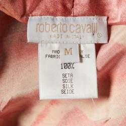Pre Owned Roberto Cavalli Pink Printed Jersey Cami Top & Silk Satin Pants XL/M