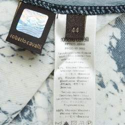 Pre Owned Roberto Cavalli White/Black Snakeskin Print Jersey Tank Top M